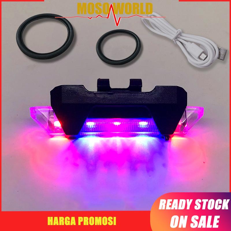 Đèn led gắn phía sau xe đạp MOSOWORLD có thể sạc lại nhiều màu sắc tùy chọn