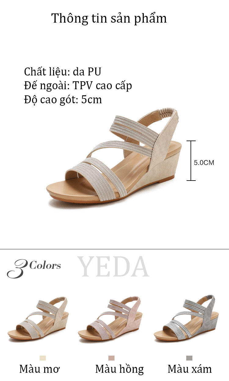 Giày quai ngang nữ giày sandals nữ dép quai hậu nữ cao 5 cm - 1418-438