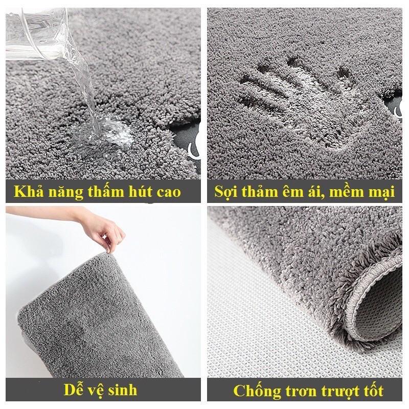 Thảm Lau Chân Siêu Thấm, Mềm Mịn, Chống Trơn Trượt kt 60x40 (giao màu ngẫu nhiên)