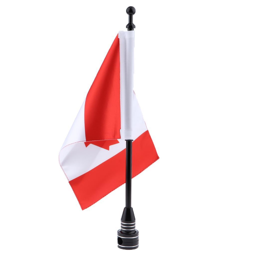 2xMotorcycle Canada Flag Pole Mount Custom Rack Luggage Flag for