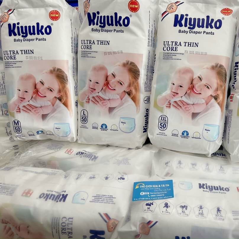 Tã bỉm quần cao cấp cho bé Kiyuko size M (6-11kg) 50 miếng siêu mềm siêu mỏng siêu lành tính