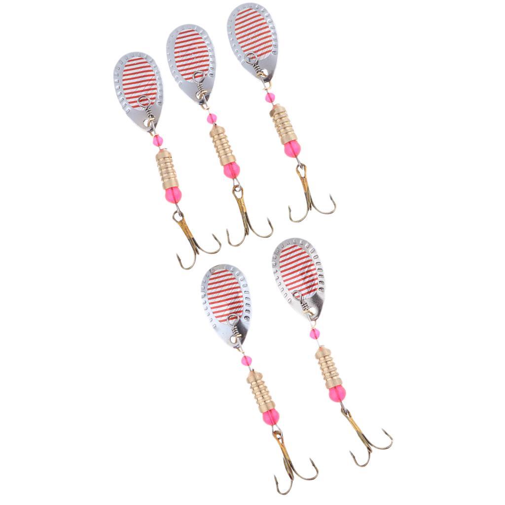 5pcs Spoon Sequin Fishing Lures Metal Artificial Fishing Hard Baits Hook