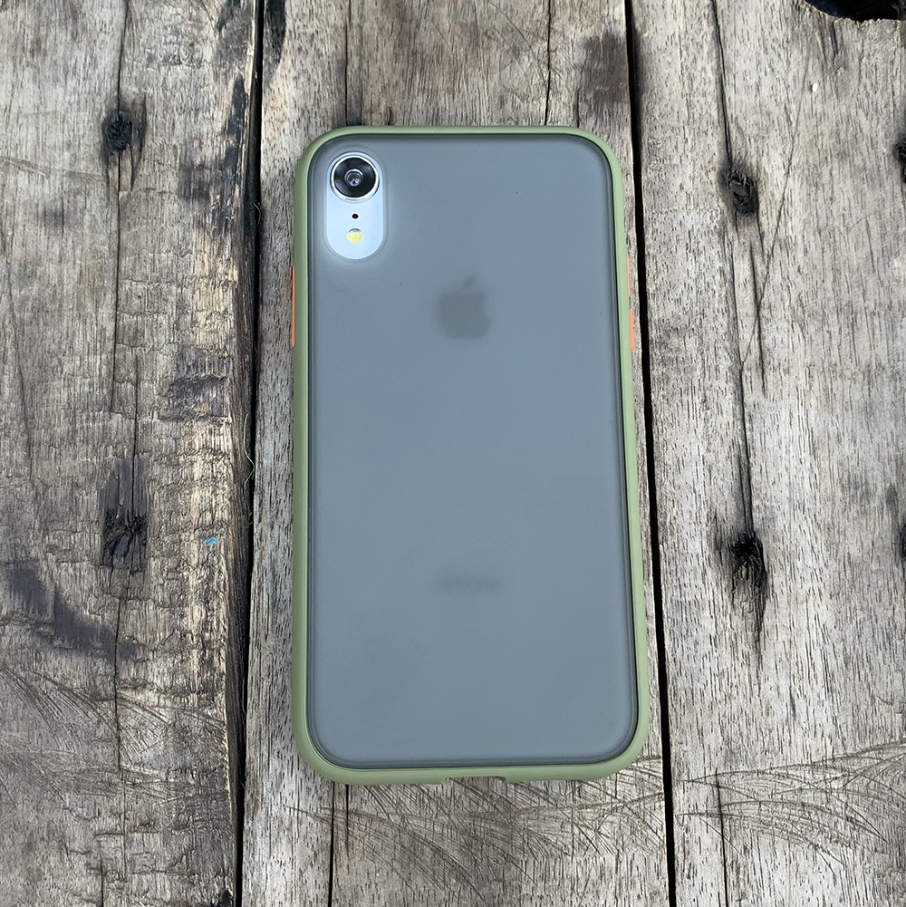 Ốp lưng chống sốc dành cho iPhone XR nút bấm màu cam - Màu xanh