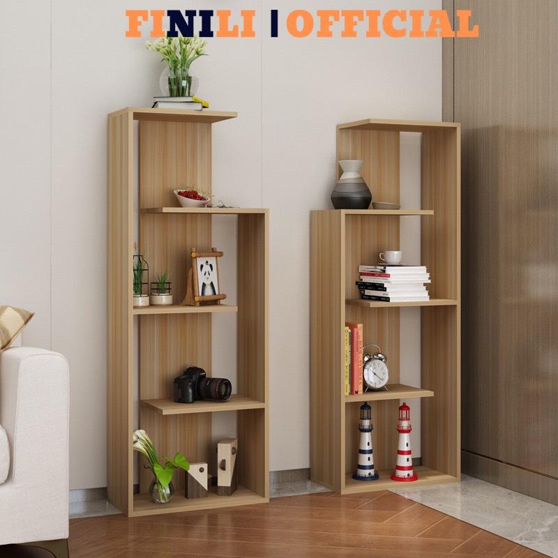 Kệ sách đa năng bằng gỗ nhiều tầng 3-4-5 FINILI dành cho phòng khách hoặc làm việc FNLO155