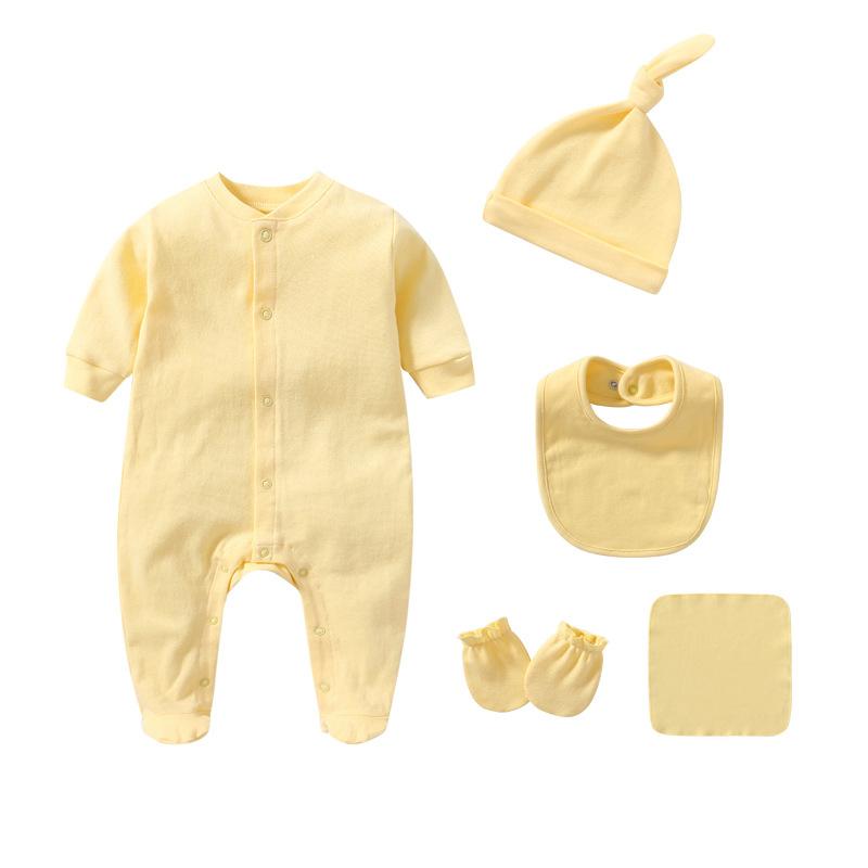 2021 Sơ Sinh Bé Trai Quần Áo Bộ 5 Chiếc Unisex Chắc Chắn Cotton Bé Gái Quần Áo Bộ Đồ Ngủ Liền Quần Mùa Xuân, Mùa Thu Ropa bebe