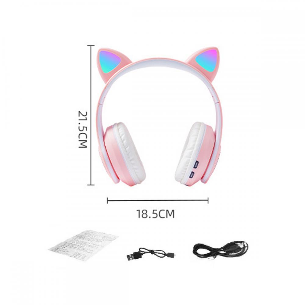 ANKNDO Bluetooth Phát Sáng Tai Mèo Nhiều Màu Sắc Tai Nghe Có Mic Stereo Di Động Có Thể Gập Lại Âm Nhạc Đầu Tai Nghe Không Dây