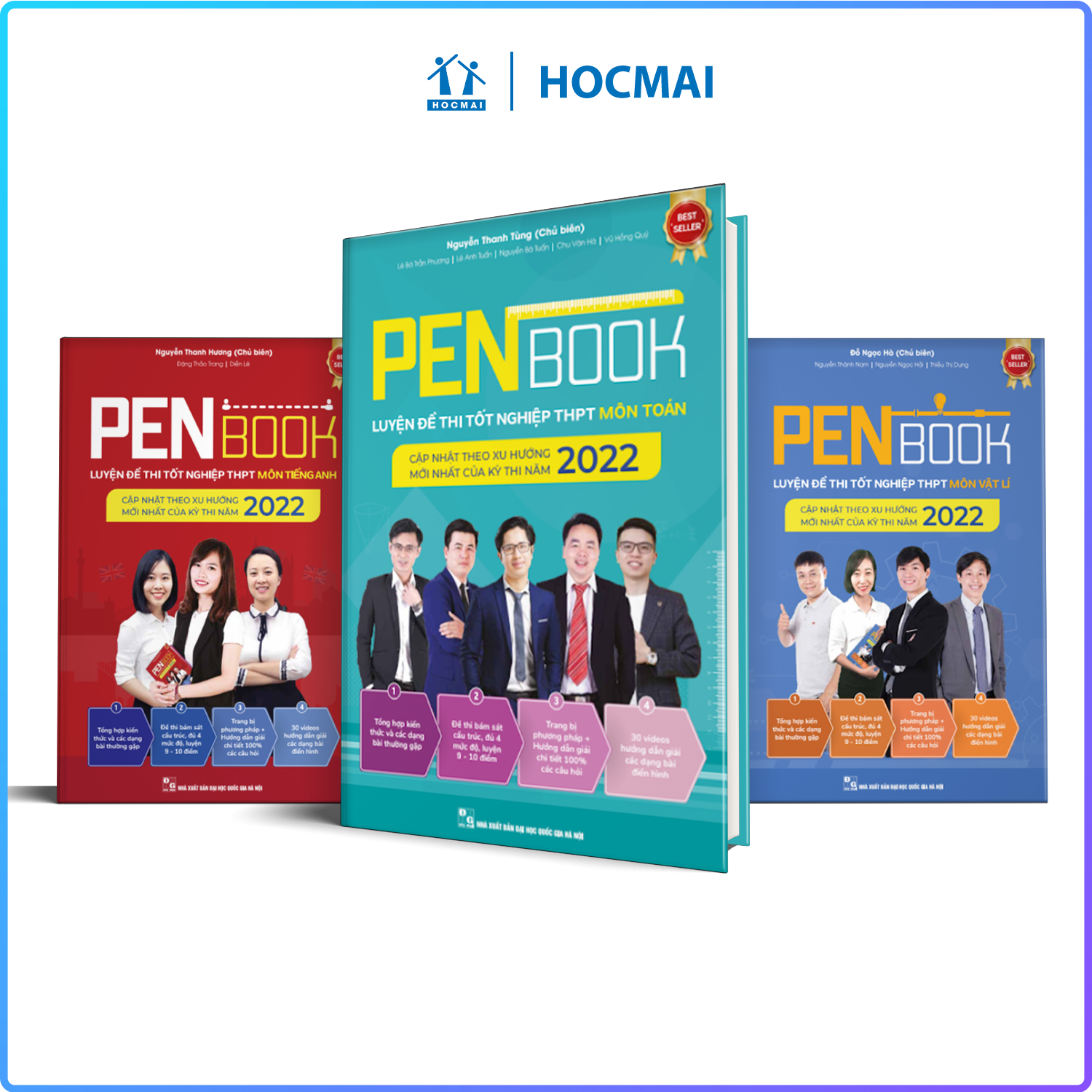 Combo khối A1 - PENBOOK Luyện đề thi Tốt nghiệp THPT- Bộ 3 môn Toán, Lí, Anh