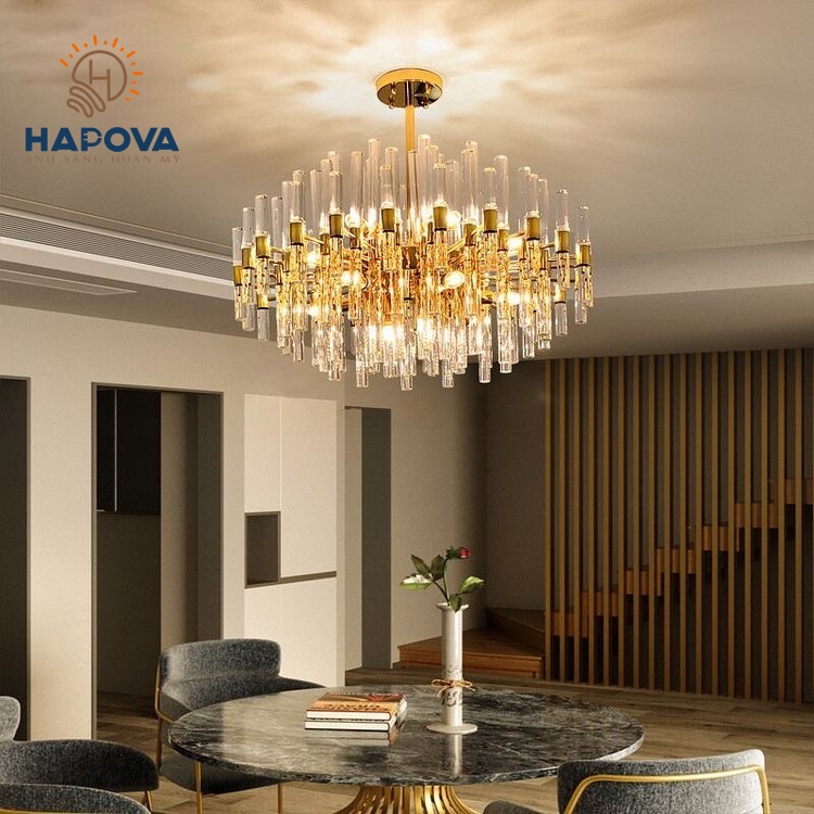 Đèn chùm pha lê cao cấp HAPOVA TAILER 0967 Đường kính 800mm + Tặng bóng E14