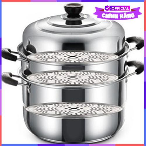 Nồi Hấp Kiêm Nồi Luộc Gà Vouller Inox 3 Tầng - Sz 28Cm - Hàng Chính Hãng