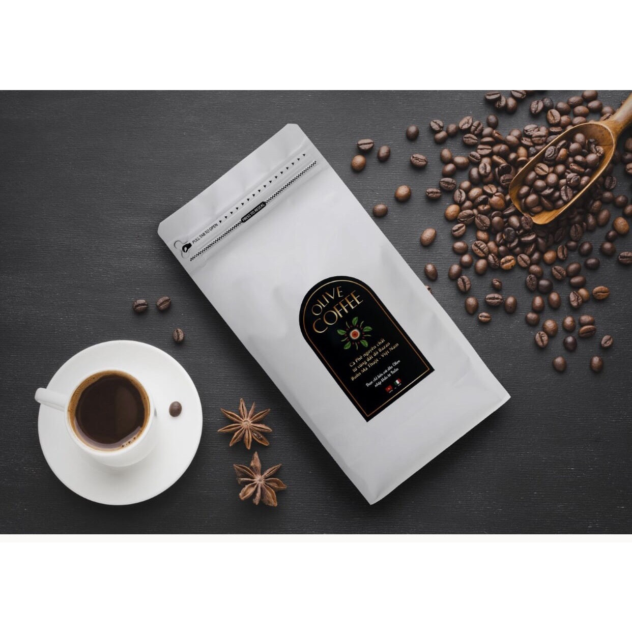 Cà phê nguyên hạt vị Ý, pha máy (Machine – Brewed Coffee, Italian Taste) – Olive Coffee Số 06 - 500 Gram