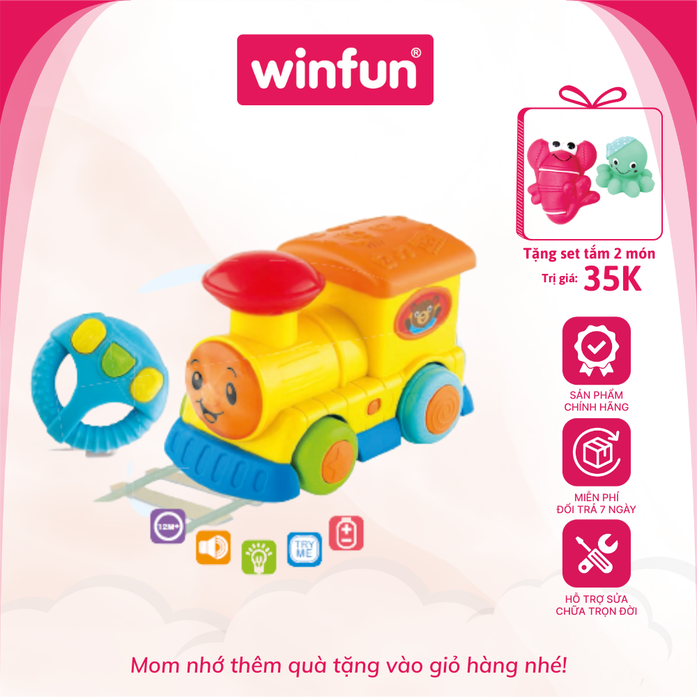 Đồ chơi đầu tàu hỏa điều khiển từ xa có đèn nhạc Winfun 1156 cho bé