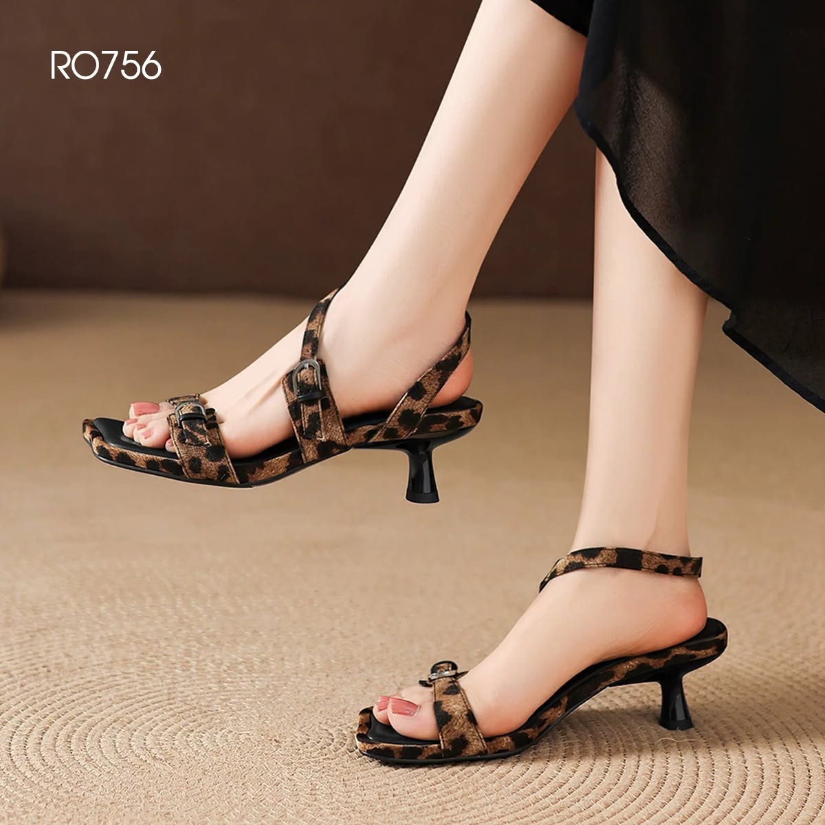 Sandal cao gót nữ da vân ROSATA RO756 -6p- Beo - BKSTORE - HÀNG VIỆT NAM