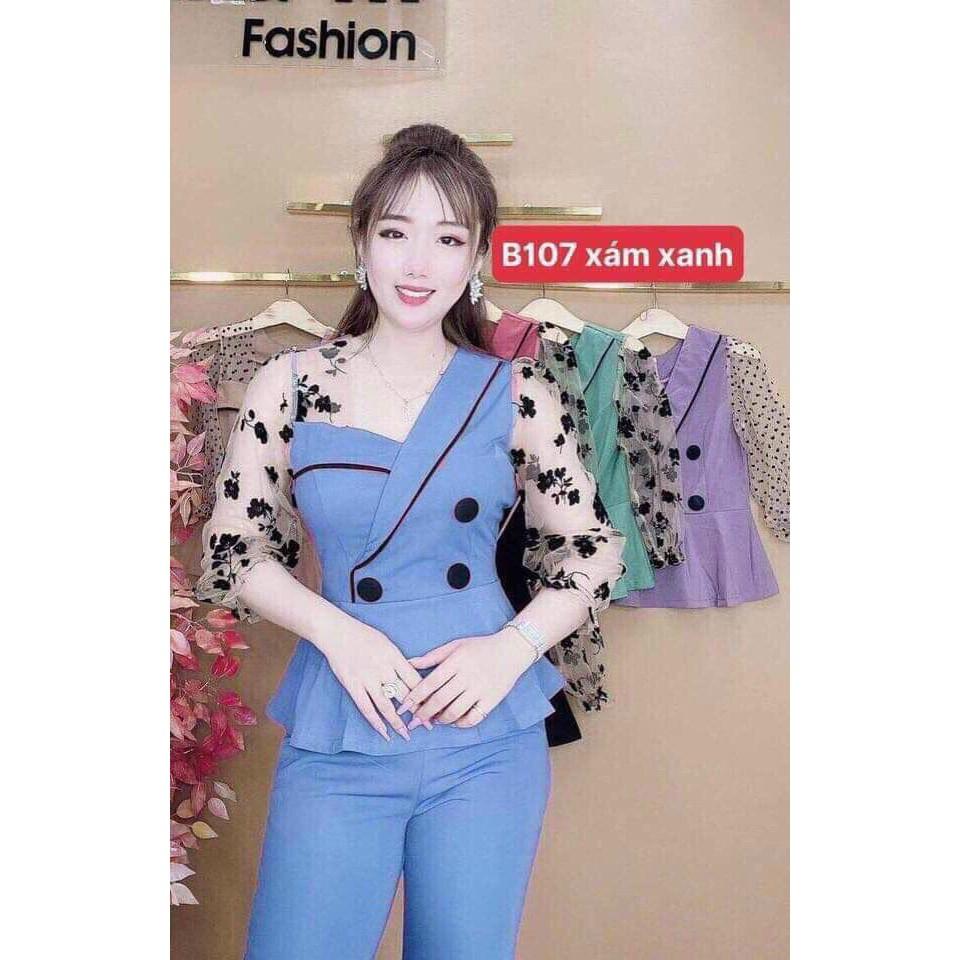 SET BỘ THỜI TRANG PHỐI TAY LƯỚI THÊU HOA TRẺ TRUNG-CÓ SIZE ĐẾN 85KG