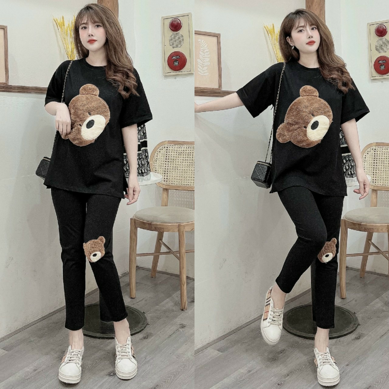 Đồ bộ thun form rộng gấu bông cao cấp