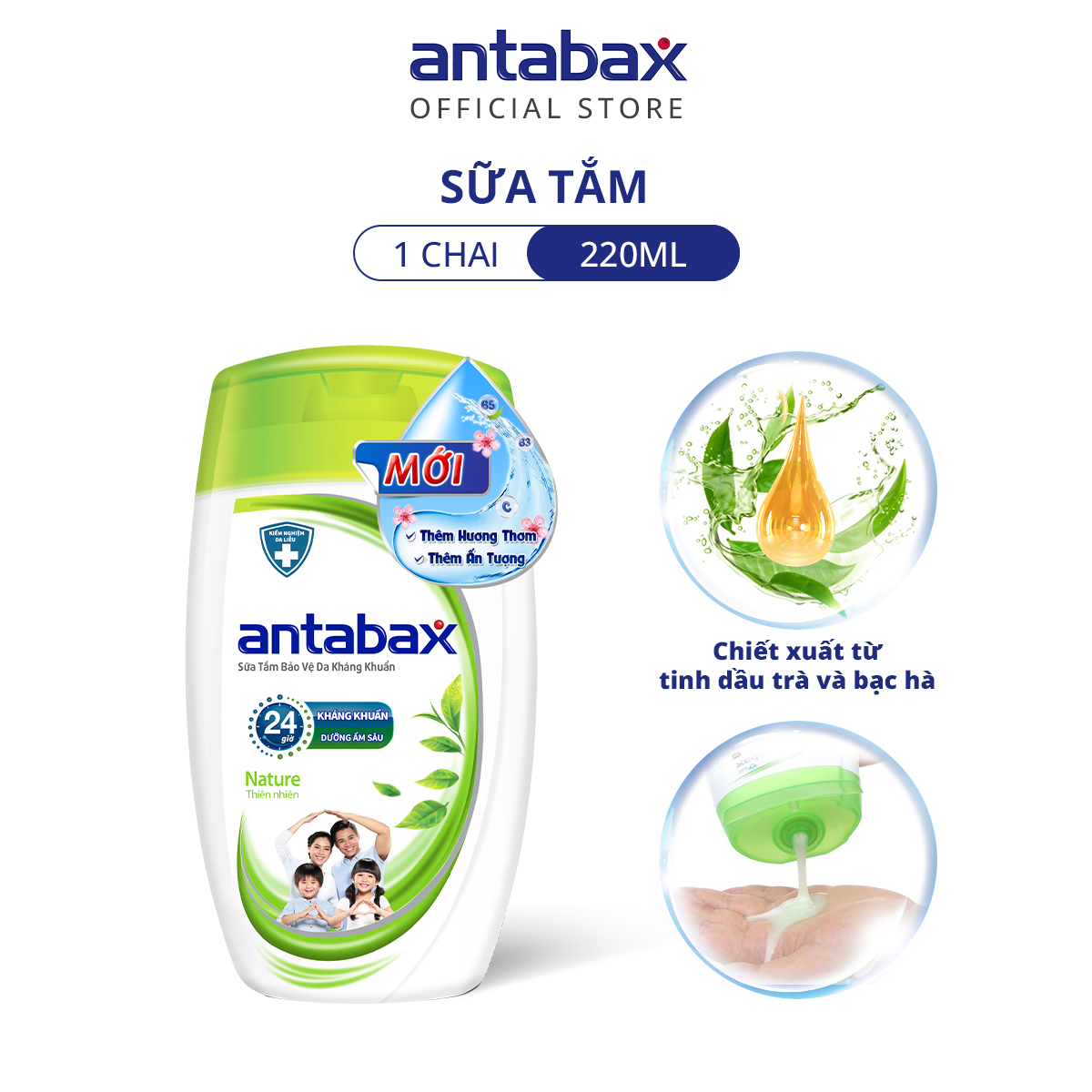 Sữa Tắm Bảo Vệ Da Kháng Khuẩn Antabax Nature Thiên Nhiên 220ml