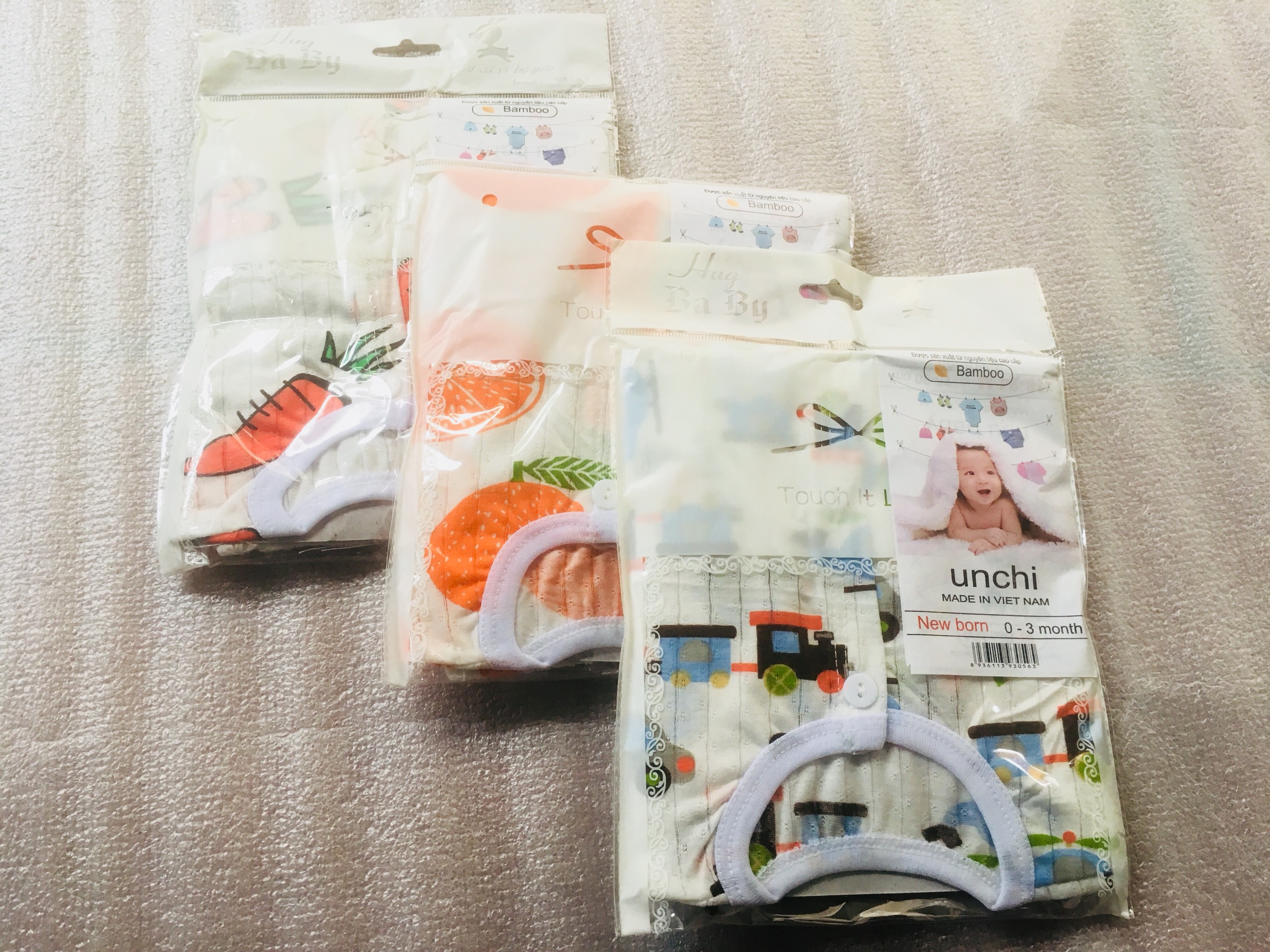 Combo 5 Bộ Quần Áo Trẻ Sơ Sinh Cao Cấp Sợi Cotton Fiber Bamboo Dành Cho Bé 0-3 Tháng Tuổi