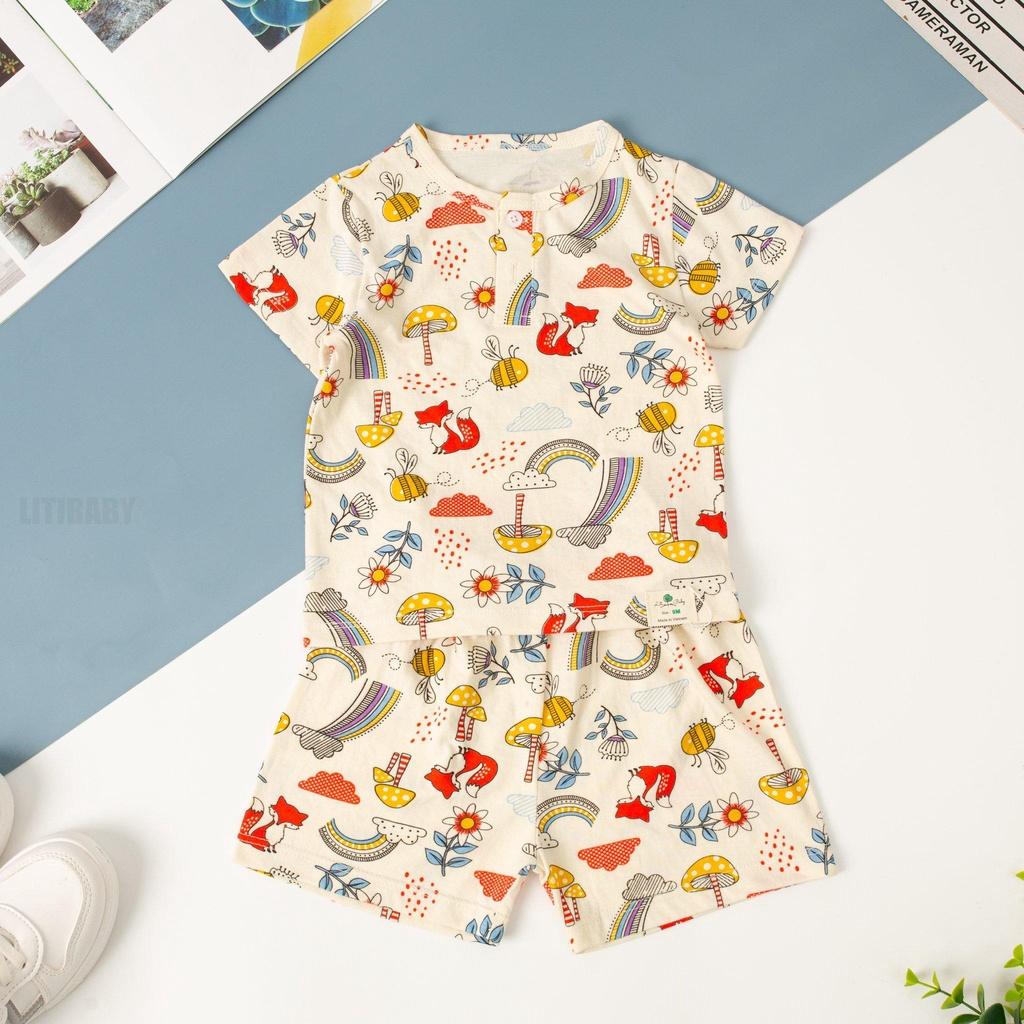 Bộ Sơ Sinh 2 Cúc Ngắn Tay Bé Gái BSS2302 Thương Hiệu Litibaby Size 9M-36M,Từ 7-15kg