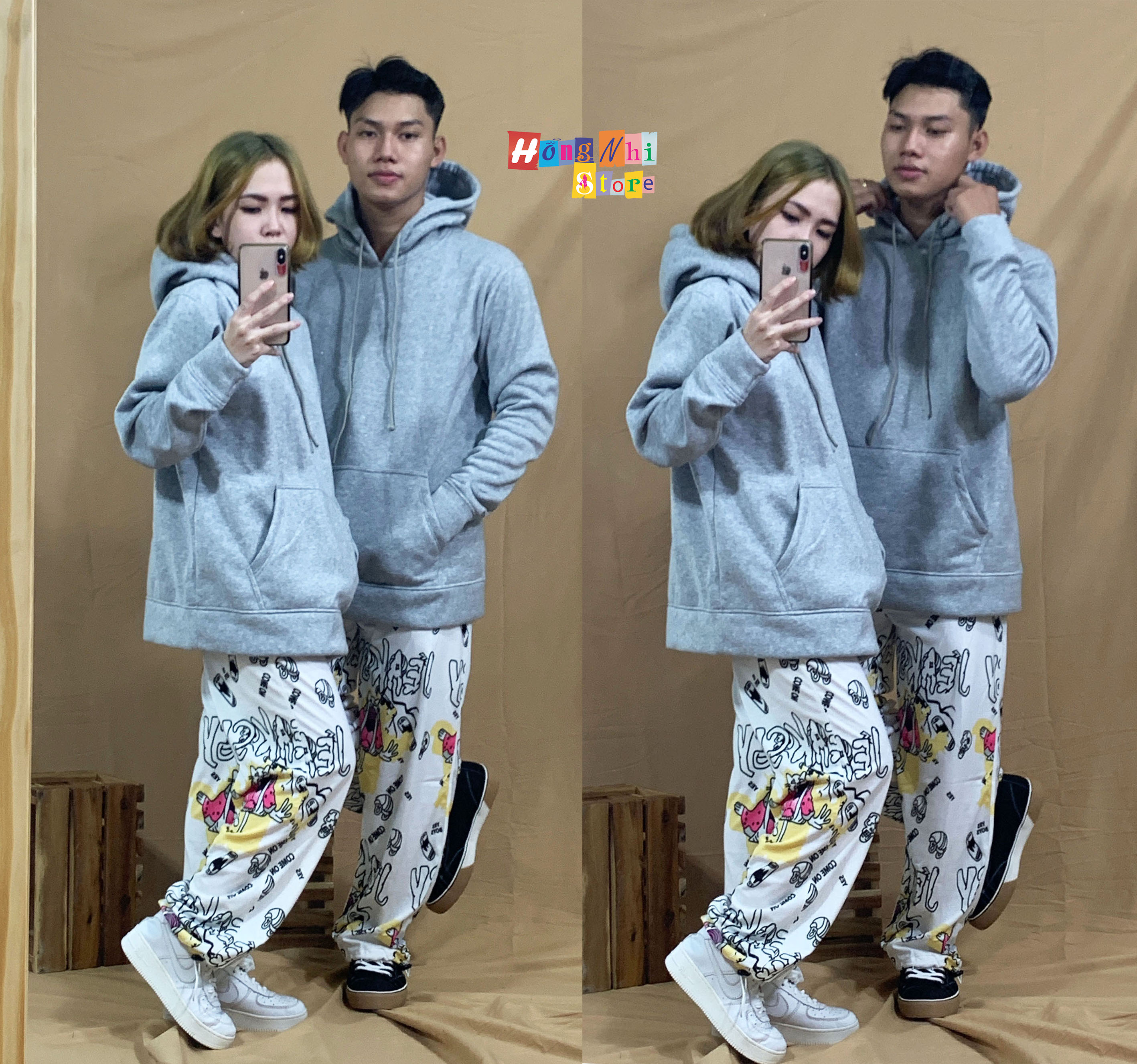 Áo Khoác Hoodie Trơn Ulzzang Unisex Màu Xám Chất Nỉ Bông Cao Cấp Dáng Rộng Nam Nữ - MM