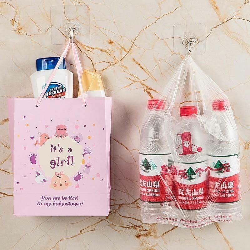 Bộ 5 Móc dán tường, dính tường trong suốt Siêu chắc, siêu chịu lực loại 10kg