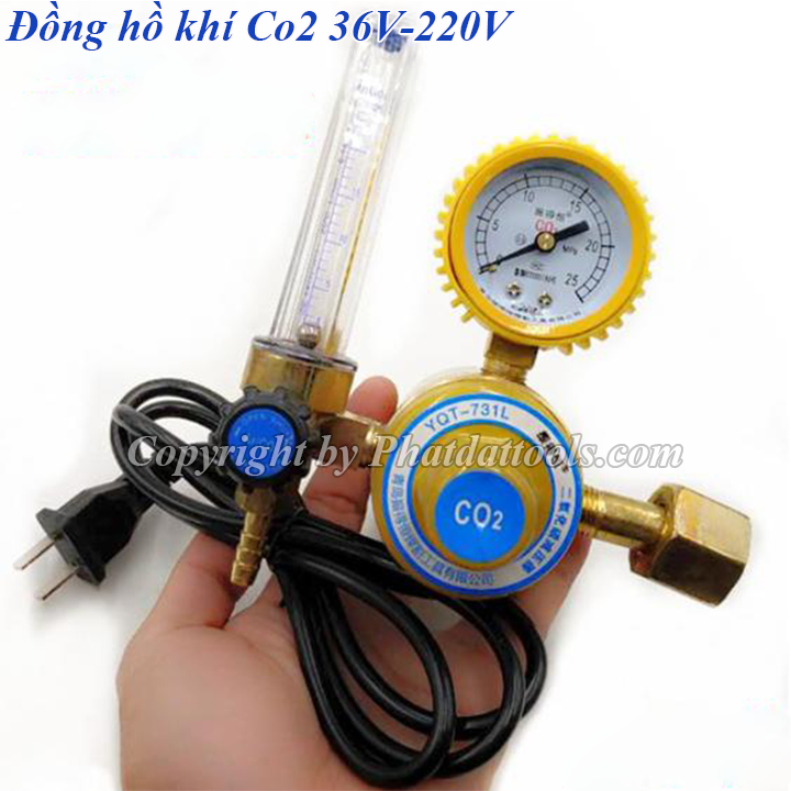 Đồng hồ khí Co2 36V-220V - Phụ kiện máy hàn mig