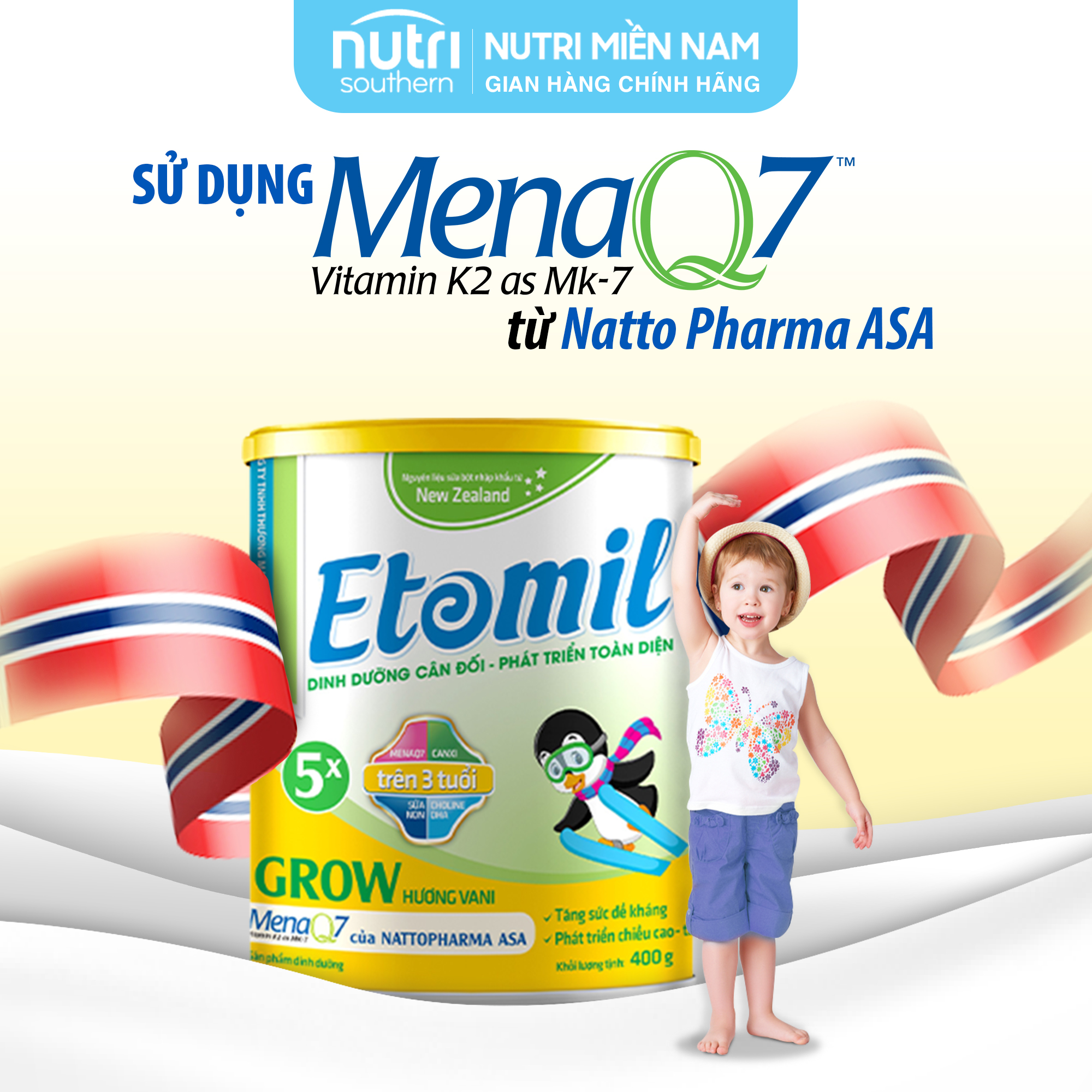 Sữa Etomil 5X Grow hộp 700g - Giúp bé tăng cường phát triển chiều cao (Sữa công thúc cho trẻ em từ 3 tuổi trở lên)