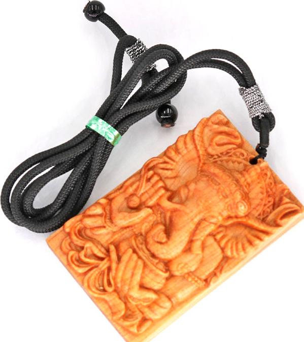 Vòng cổ mặt gỗ ngọc am khắc thần Ganesha MG97