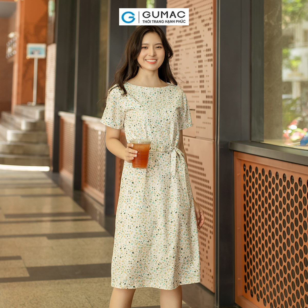 Đầm suông cổ thuyền có túi tay lơ vê thanh lịch nữ tính thời trang GUMAC DD06012