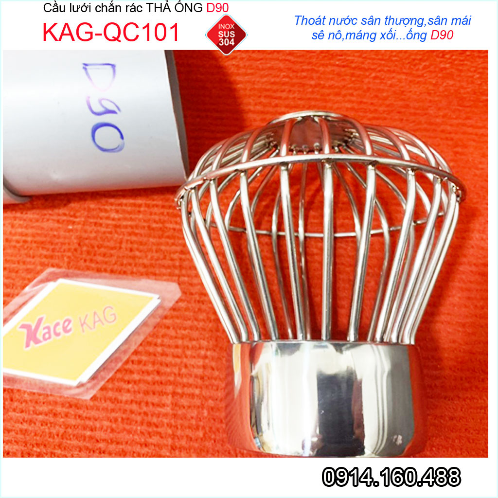 Cầu lưới Inox 304 dày D90-114, cầu chặn rác nước mưa D90-114 KAG-QC101 thoát nước nhanh hiệu suất tốt