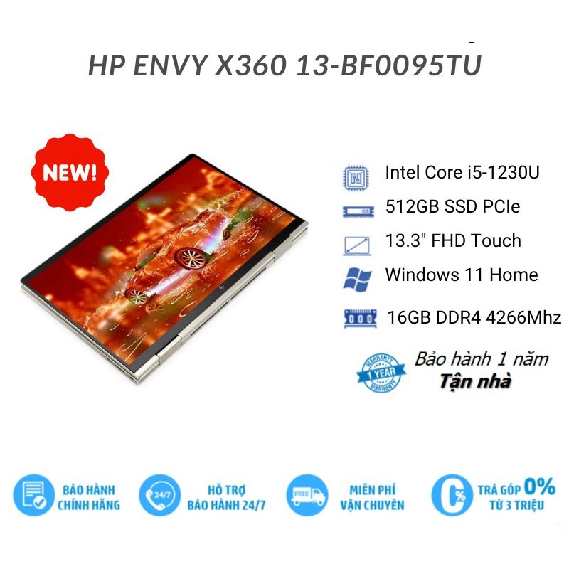 Laptop HP Envy X360 13 bf0095TU 76B15PA i5 1230U|16GB| 512GB| Intel Iris Xe| Win11 - Hàng chính hãng