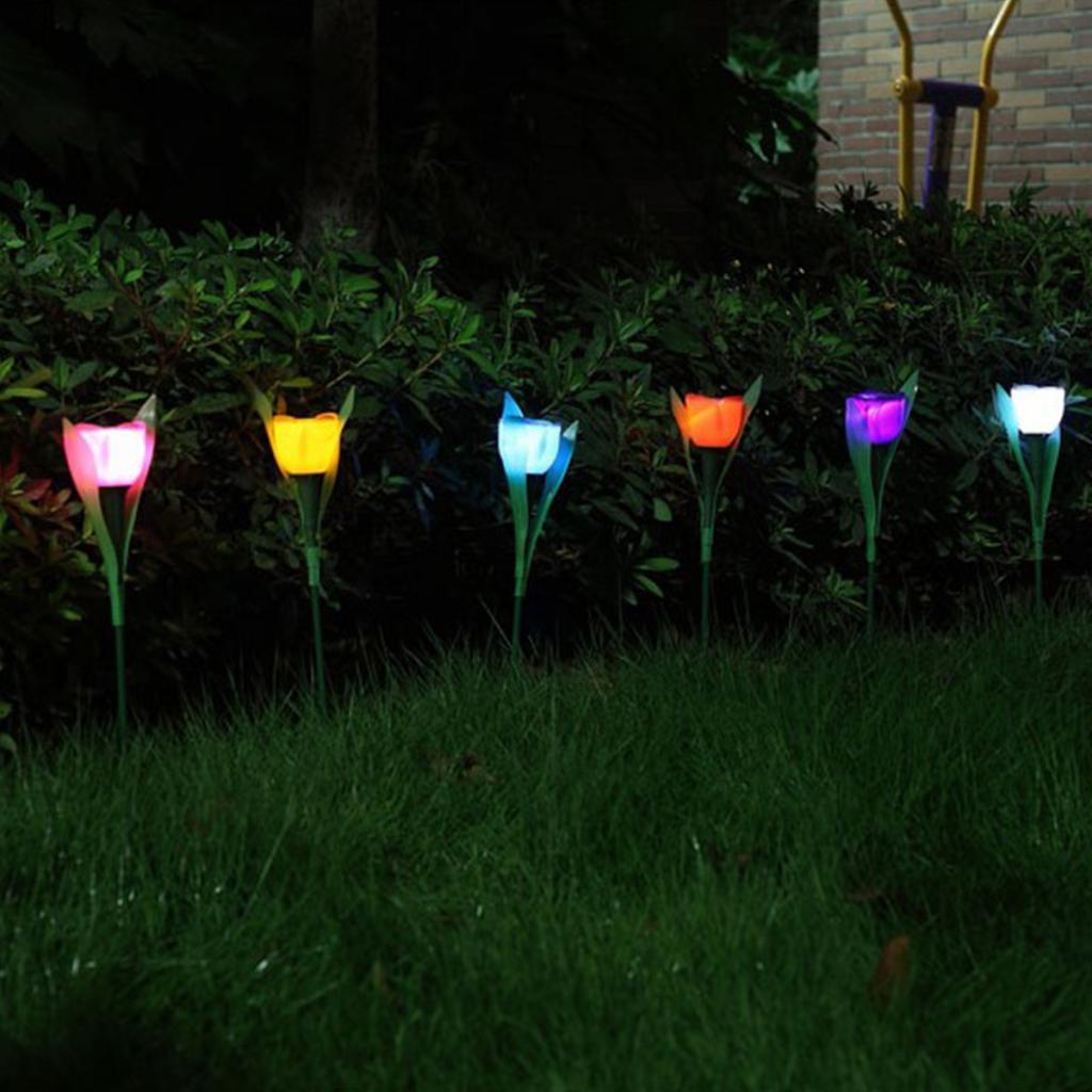 4 Pieces Solar Powered LED Lantern Flower Lights Outdoor Garden