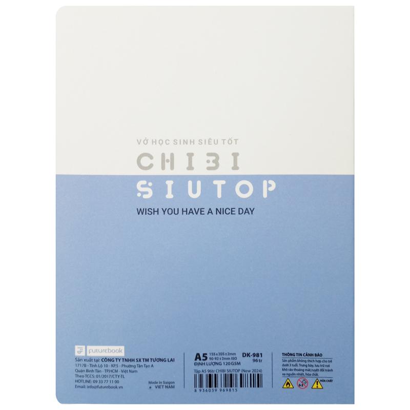 Tập Học Sinh Chibi Siutop A5 - 4 Ô Ly - 96 Trang 120gsm - futurebook DK981 (Mẫu Màu Giao Ngẫu Nhiên)