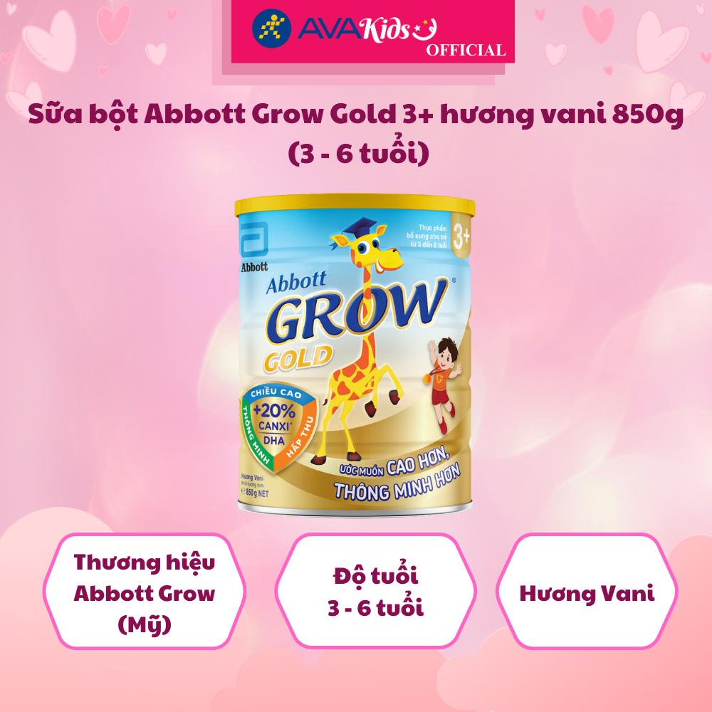 Sữa bột Abbott Grow Gold 3+ hương vani 850g (3 - 6 tuổi)
