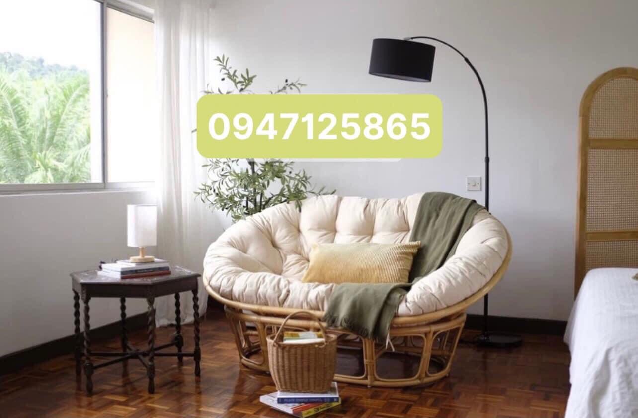 Ghế Mây Mamasan Size 1m6, Ghế Sofa Mây, Ghế Mây Papasan Đôi Thư Giãn Kèm Nệm Cao Cấp - Xưởng Bàn Ghế Mây Tre ĐAN TRÀ