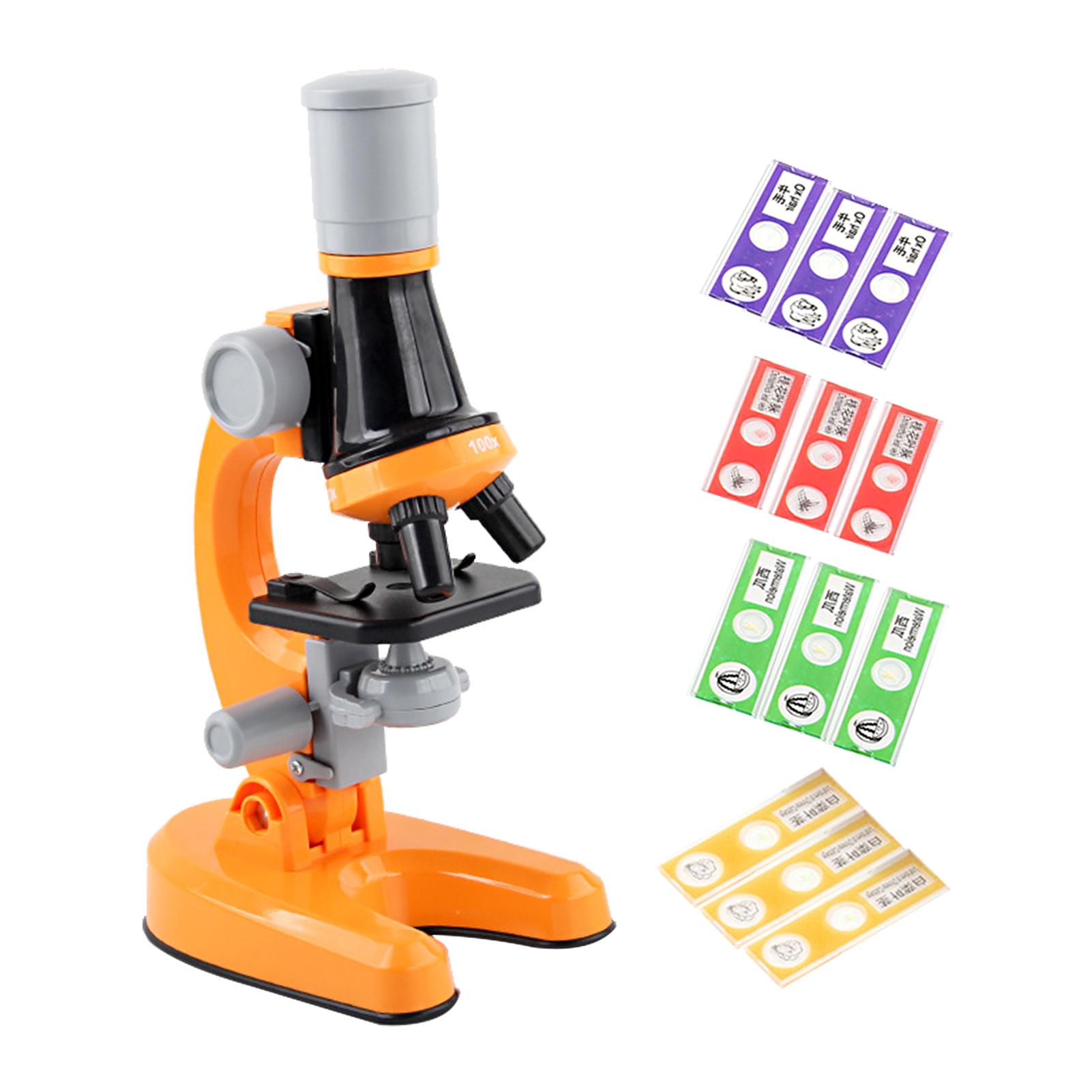 1200X Microscope Children Optical Microscope with LED Light Collection Bottles 12pcs Slides for Kids Student Beginner Science Educational Toy