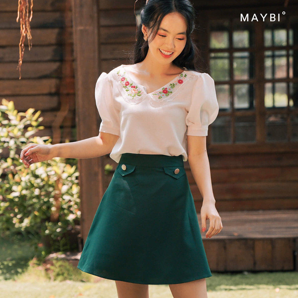 MAYBI - Chân váy A basic Kelly Green A Skirt