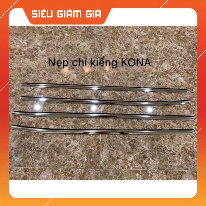 BỘ 4 NẸP CHÂN KÍNH XE KONA INOX 2018 - 2019