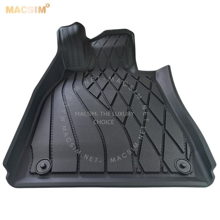 Thảm lót sàn xe ô tô Mercedes S 2020+ Nhãn hiệu Macsim 3W chất liệu nhựa TPE đúc khuôn cao cấp - màu đen