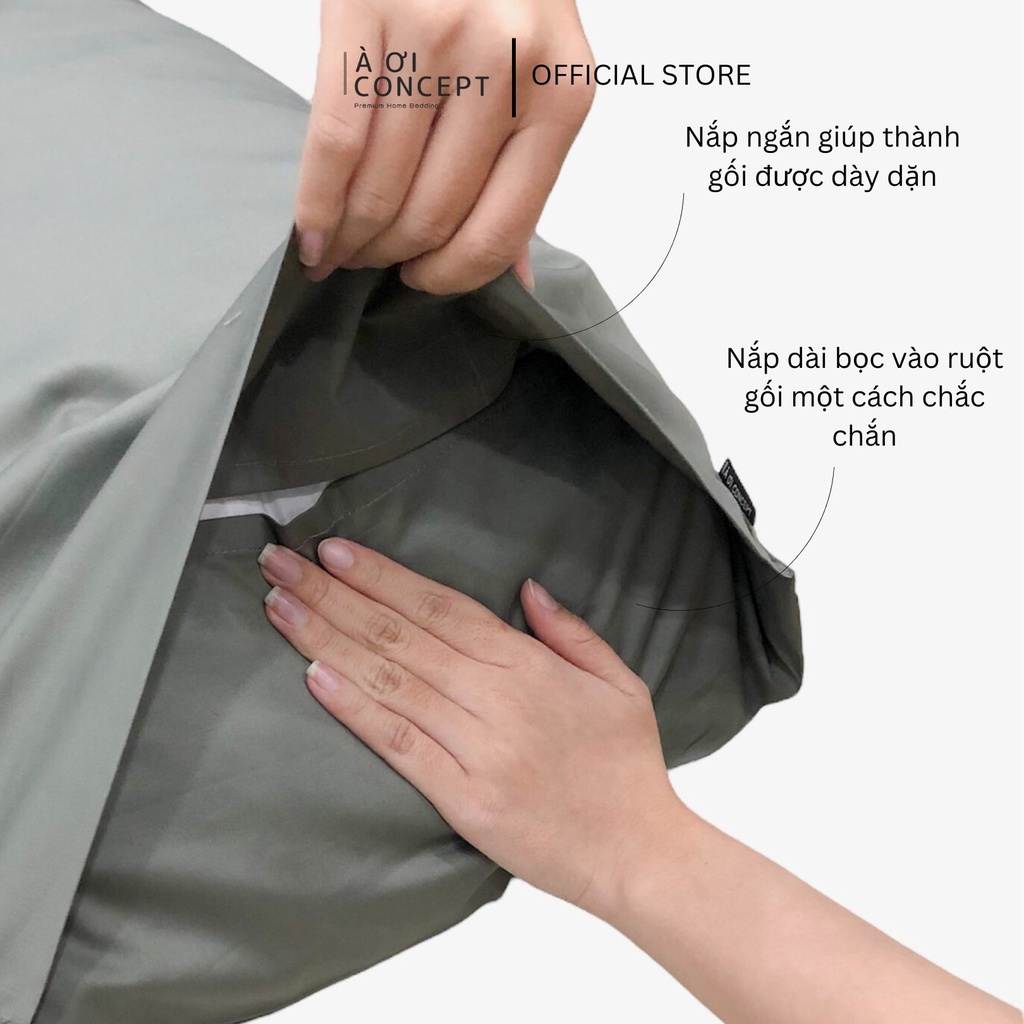 Combo 3 Món Cotton Satin Ga Giường 2m2 x 2m và 2 vỏ gối nằm À Ơi Concept cao cấp Hàn Quốc nhiều màu