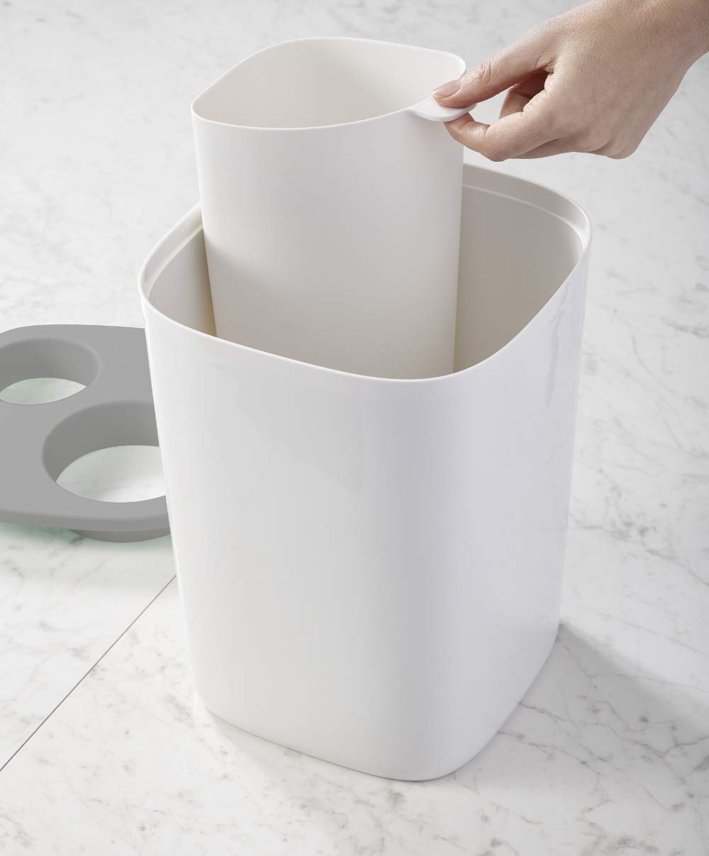 Thùng rác nhà tắm 2 ngăn Joseph Joseph 70514 Split 8L (Grey) Hàng chính hãng