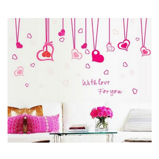 Decal Dán Tường Trái Tim Hồng 3 PK245