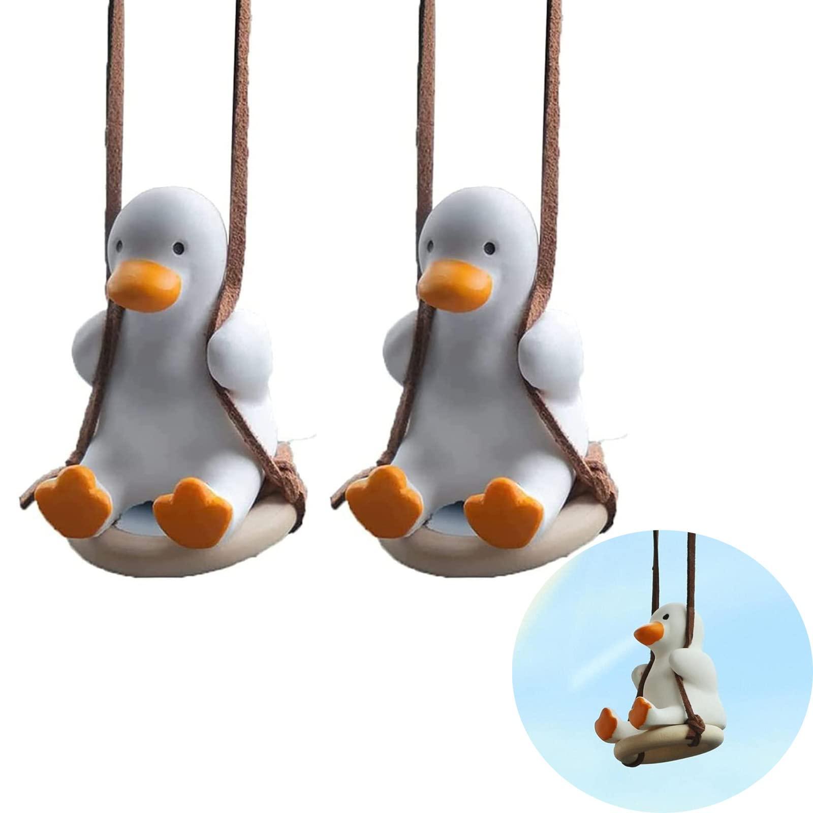 2 mảnh vịt vịt đu dây dễ thương, trang trí vịt trang trí xe, vịt vịt từ gương ô tô, cho phụ kiện trang trí