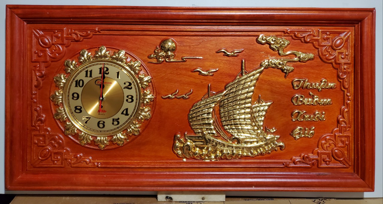 Tranh đồng hồ gỗ hương Thuận Buồm Xuôi Gió