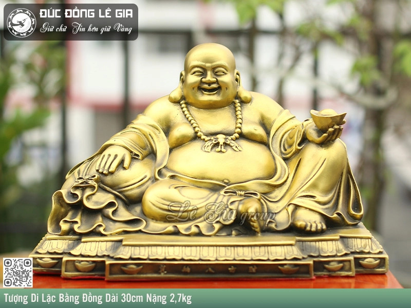 Tượng Di Lặc Bằng Đồng Dài 30cm Nặng 2,7kg