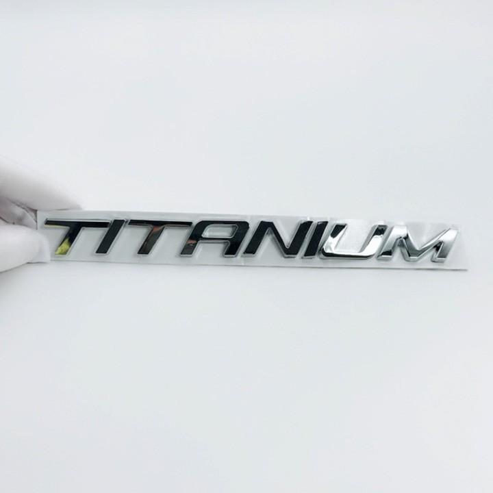 Decal tem chữ inox TITANIUM dán đuôi xe ô tô, chất liệu hợp kim inox cao cấp
