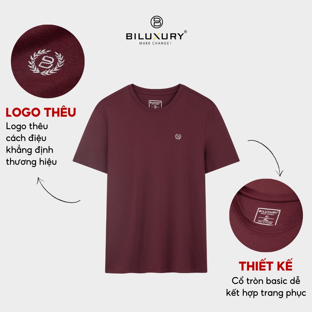 Áo thun nam Biluxury cổ tròn kiểu dáng thể thao thấm hút tốt co giãn thoải mái 6APKB001