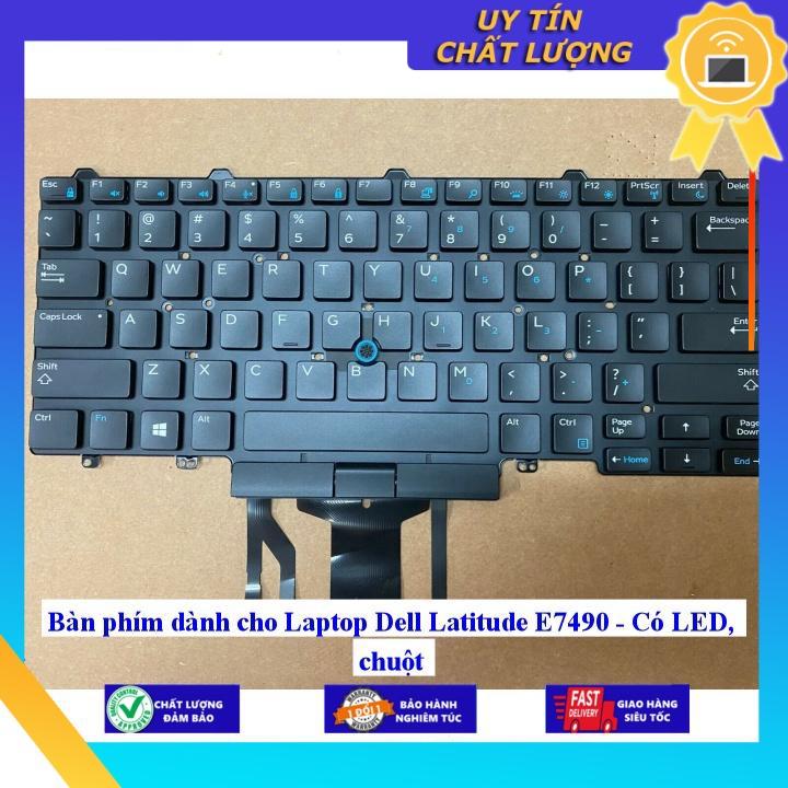 Bàn phím dùng cho Laptop Dell Latitude E7490 - Có LED, chuột - Hàng Nhập Khẩu New Seal