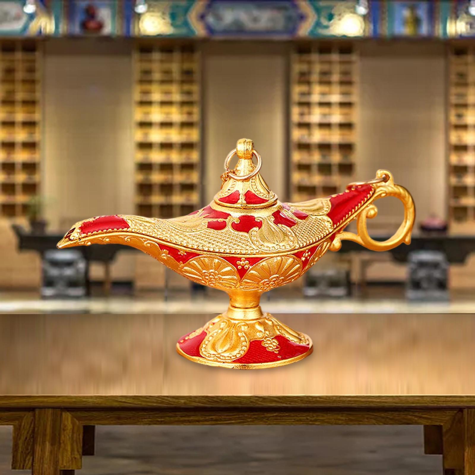 2xAladdin Lamp Genie Costume Light Art Craft Classic Luxury Ornament Decor Gold Red