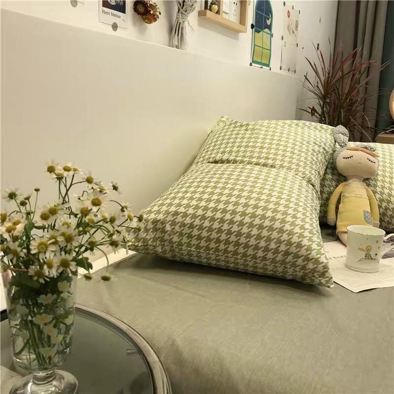 Bộ chăn ga Cotton Poly M2T bedding chăn ga Hàn Quốc roma xanh lá đủ size miễn phí bo chun