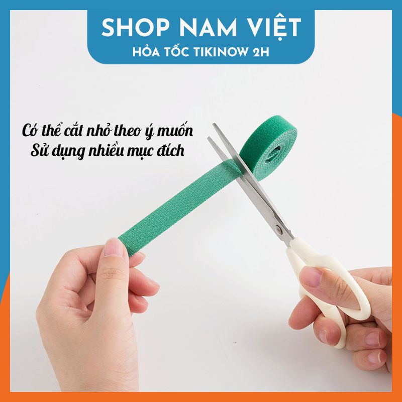 Combo 2 Cuộn Băng Gai Dính Velcro Cỡ 1,5cm - Dây Dính 2 Mặt Quấn Dây Điện, Dây Sạc, Tai Nghe Gọn Gàng - Hàng Chính Hãng NAVIVU