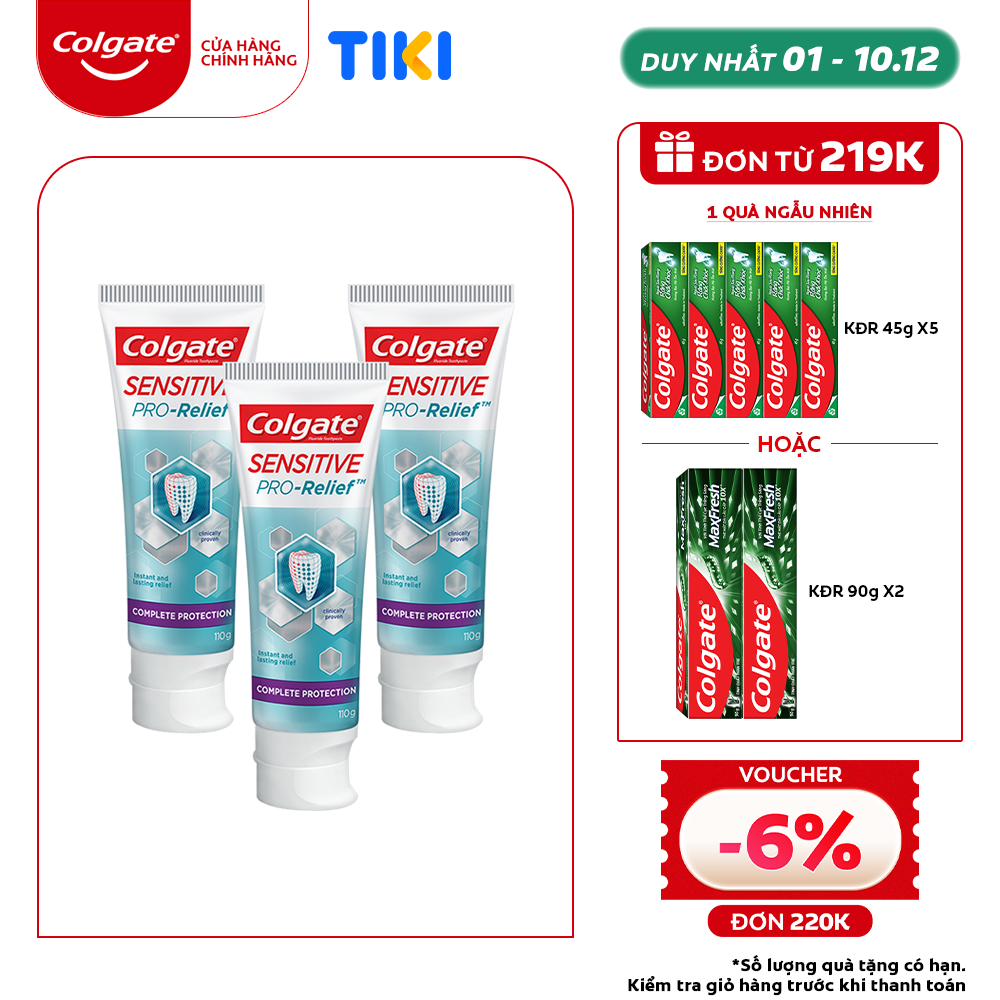 Bộ 3 Kem đánh răng Colgate Sensitive ngăn ê buốt và bảo vệ toàn diện 110g/tuýp